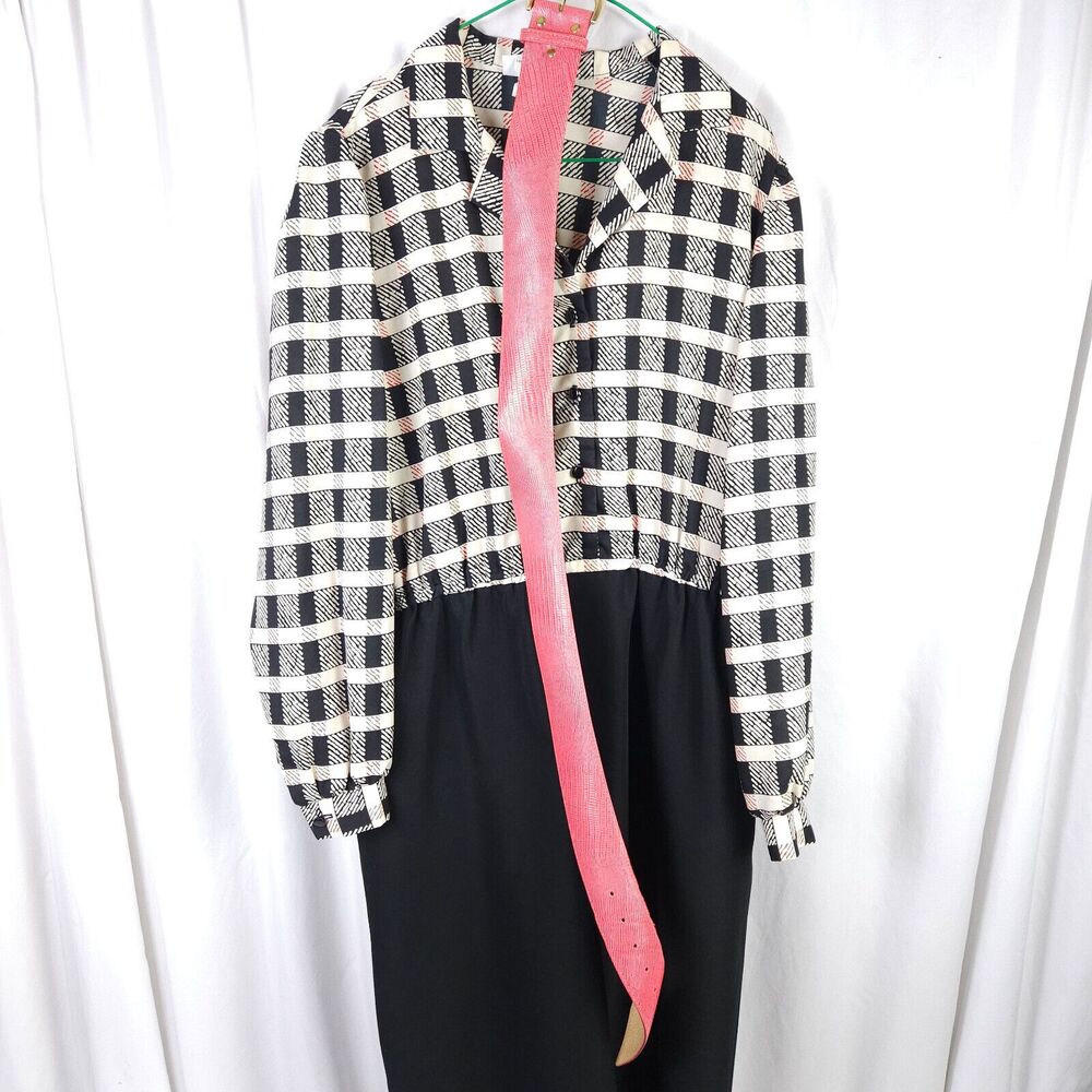 Vintage Sears The Shirtdress Womens Size 18 M-L‎ Plaid Belted Secretary Dress